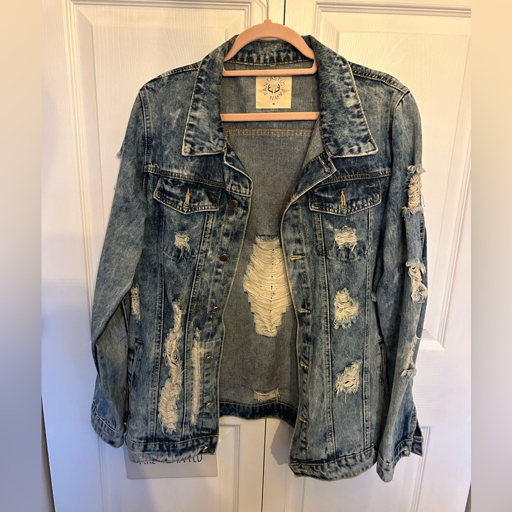 Distressed Oversized Jean Jacket